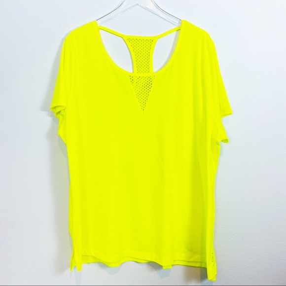 Livi Active Tops - Lane Bryant LIVI ACTIVE Neon Yellow Mesh Detail T